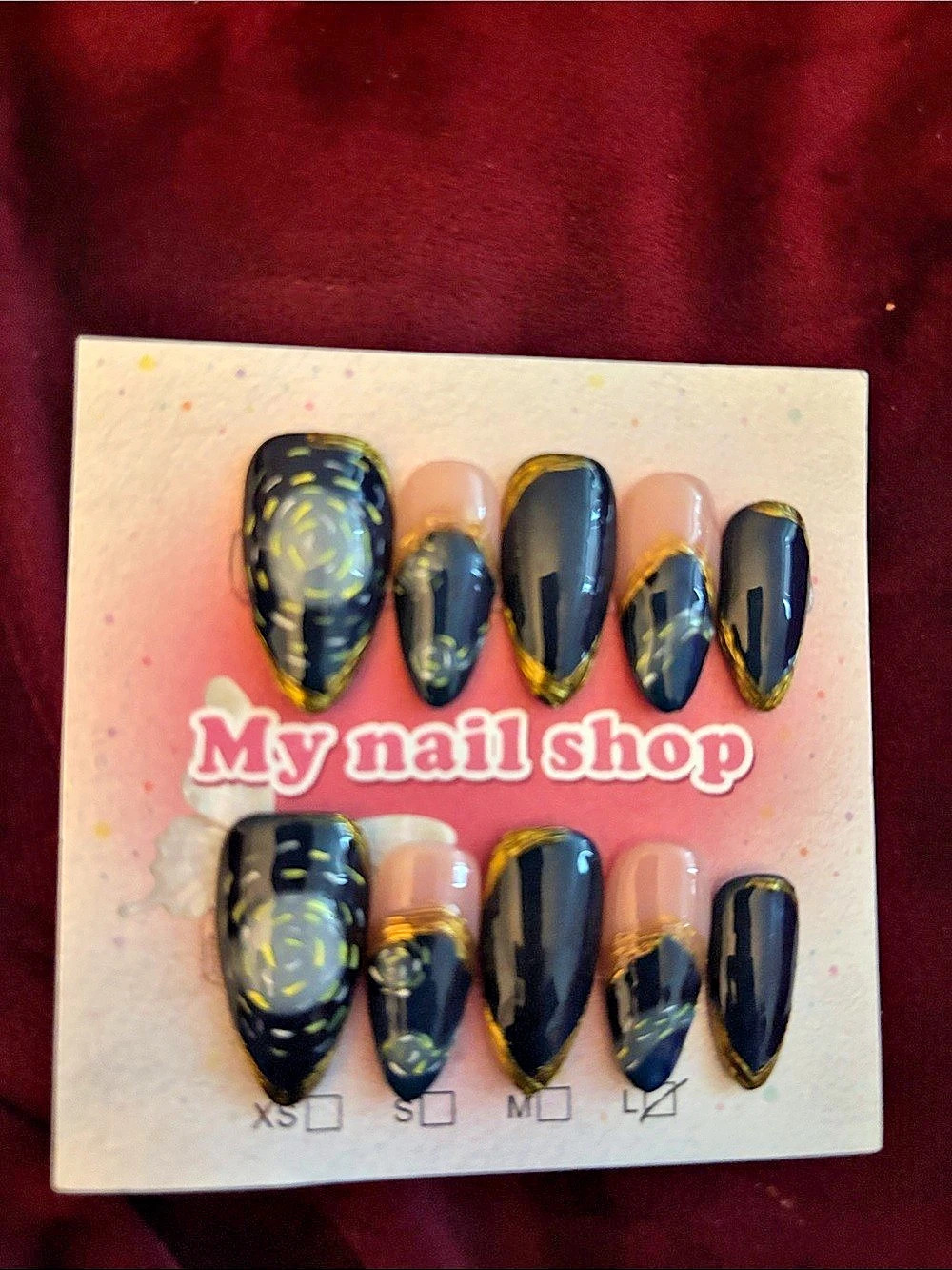 Black Abstract Press-On Nails NWT